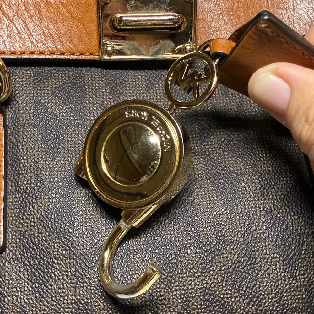 Michael Kors Dark Brown Shoulder Bag with Gold Accent Padlock & Key! - Picture 11 of 11